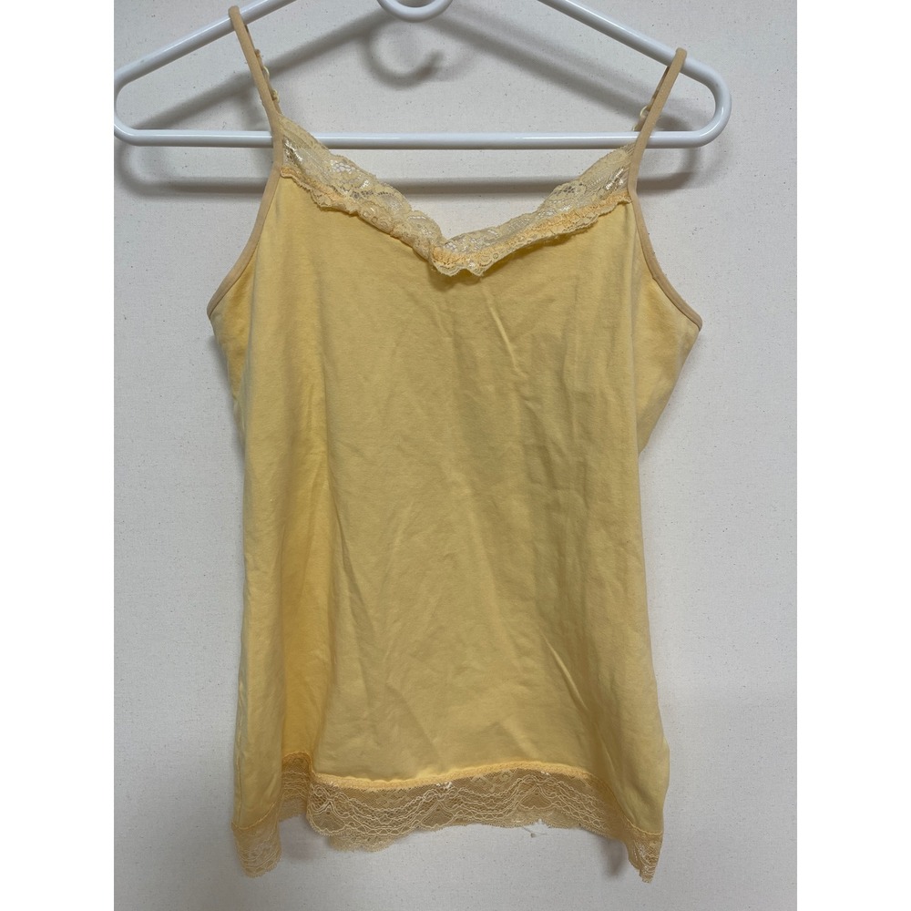 Express Sexy Stretch Bra Cami Yellow Lace Trim Adjustable Straps Size M
